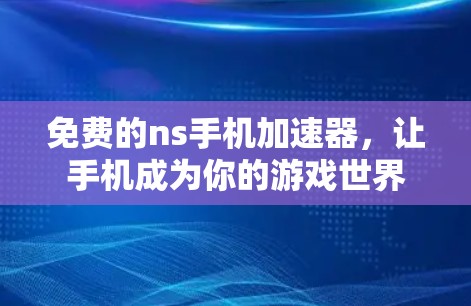 免费的ns手机加速器，让手机成为你的游戏世界