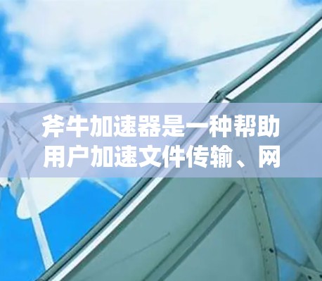 斧牛加速器是一种帮助用户加速文件传输、网络连接以及处理文件夹的软件工具。如果你需要一个针对电脑的加速器版本,斧牛加速器可以满足你的需求。以下是一些关于斧牛加速器的常见问题和解决方案 斧牛加速器是一种帮助用户加速文件传输、网络连接以及处理文件夹的软件工具。如果你需要一个针对电脑的加速器版本,斧牛加速器可以满足你的需求。以下是一些关于斧牛加速器的常见问题和解决方案