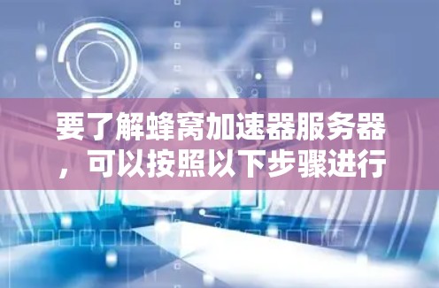 要了解蜂窝加速器服务器，可以按照以下步骤进行