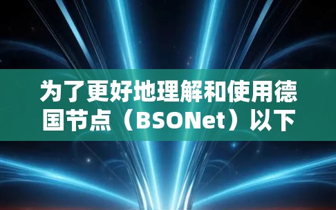 为了更好地理解和使用德国节点（BSONet）以下是一个详细的指南