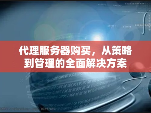 代理服务器购买,从策略到管理的全面解决方案